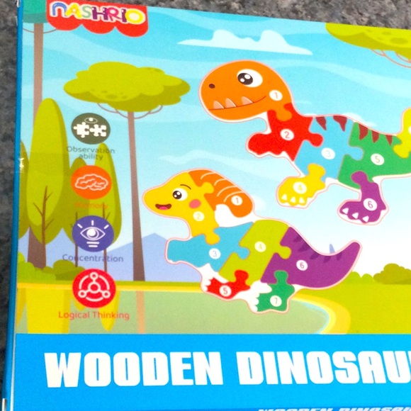 * - Wooden Dinosaur puzzle 3 in 1 ages 2 toddler and over. Two sets for one … - Picture 3 of 8